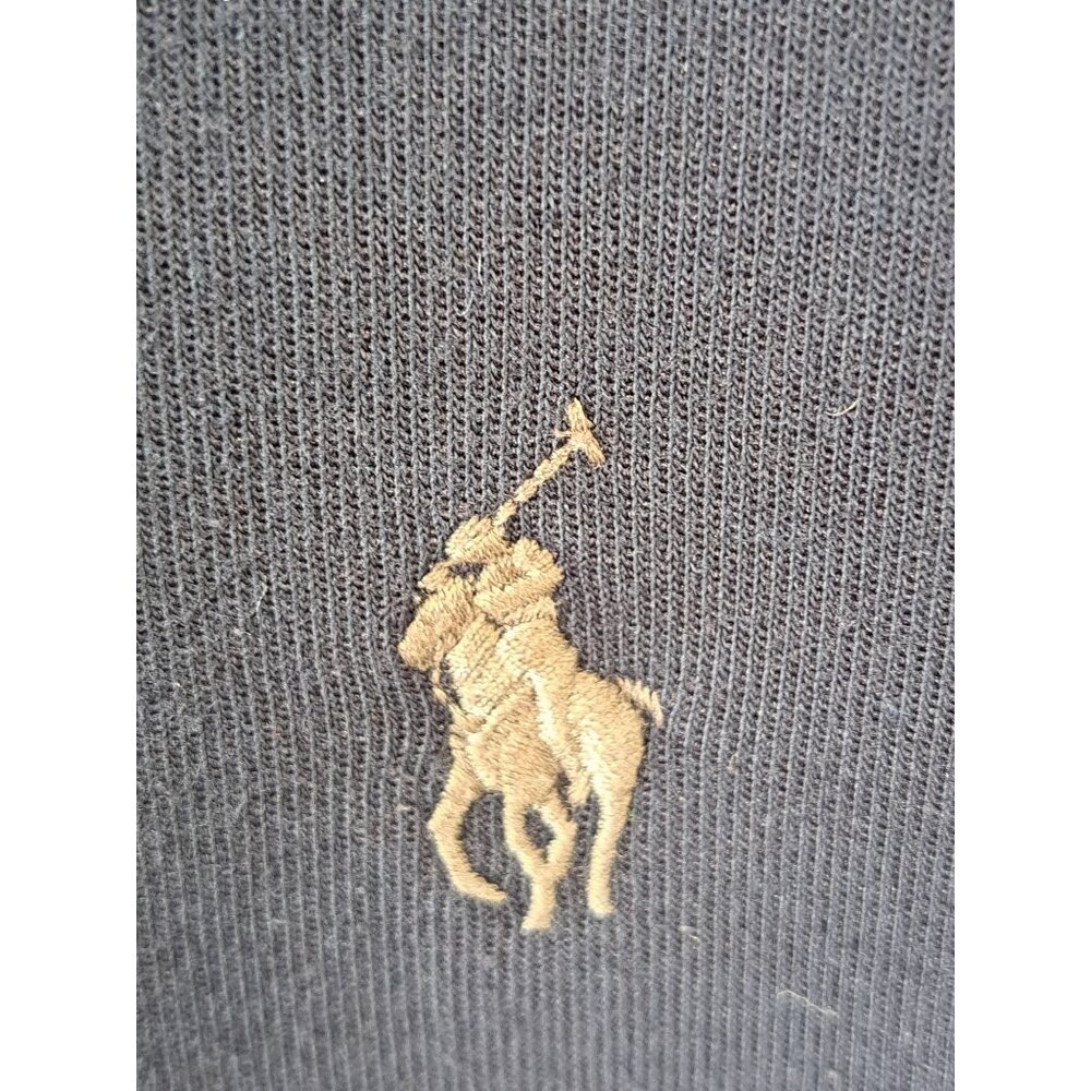 Polo Ralph Lauren Navy 1/4 Zip Pullover Sweatshirt L Embroidered Pony Cotton Bld - Picture 2 of 10